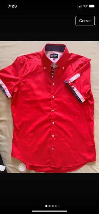 Camisa roja 7 Camicie manga corta