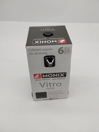 Monix Vitro Noir Cafetera italiana de aluminio 6 tazas, Apta para todo tipo de cocinas salvo inducción, Color negro