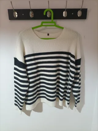 Jersey de punto rayas blanco y negro