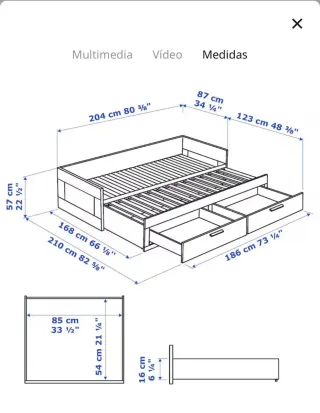 Cama de 1.60 con cajones de almacenaje
