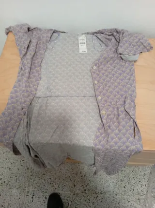 Vestido estampado mujer gris y morado
