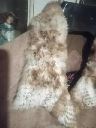 Chaqueta ante beige/marrón con cuello pelo