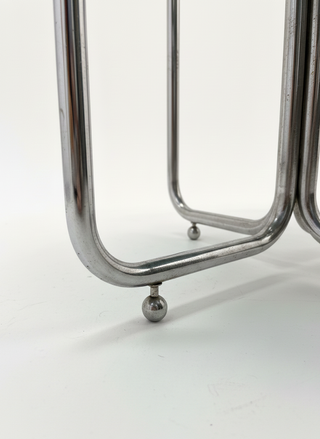 Mesa redonda vintage cristal y metal '70