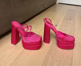 Scarpe con doppio plateau fucsia