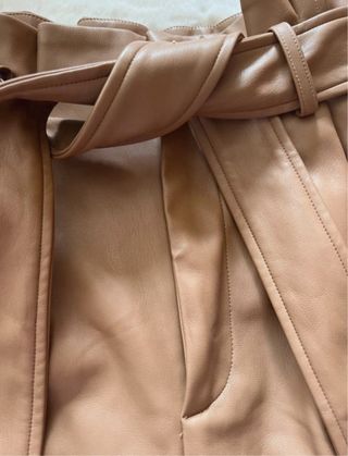 Falda Zara Talle Alto Polipiel Marrón Talla XS