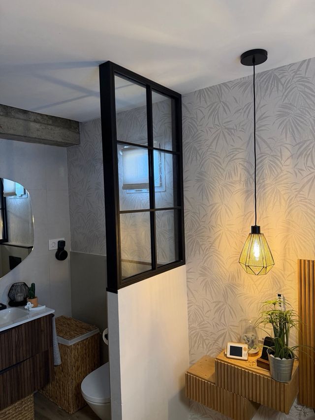 Puerta hierro y cristal