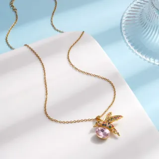 Collar Colibrí Chapado Oro 18klt Multicolor