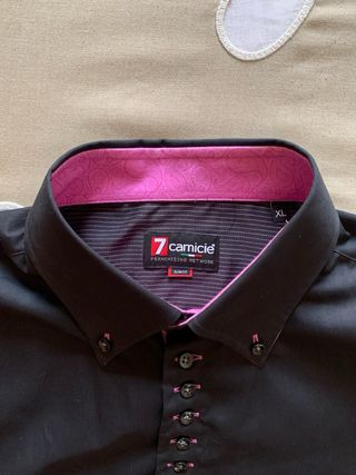 Camisa 7 Camicie Negra y Rosa