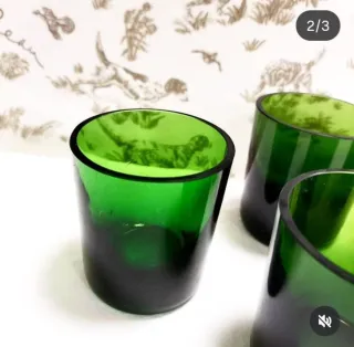 Set 4 Bicchieri in Vetro Spesso Verdi