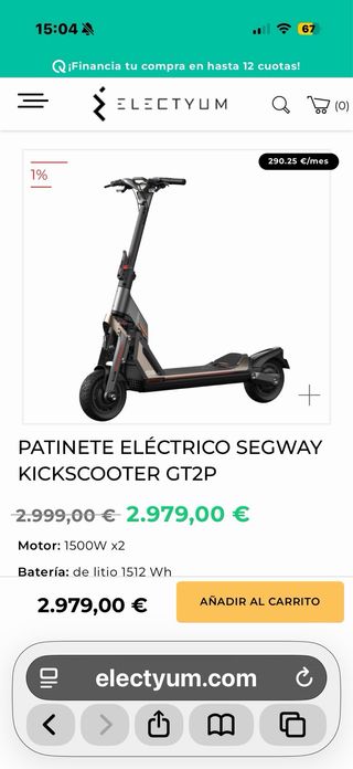 Patinete eléctrico Segway gt3 pro
