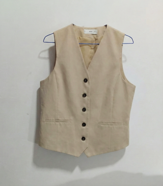 Chaleco Sastre Beige Mango Talla M