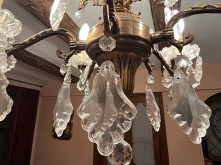 Lámpara de techo antigua de cristal y metal