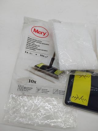 Mery | Mopa Atrapa Polvo | 10 Recambios | Multi Superficies | Grigio, Lime e Bianco | Dimensioni Guancette: 29,5x21,50 cm