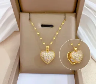 Colgante Corazón Brillante Dorado