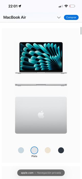 MacBook Air M4 Plata 16GB RAM 256 GB 13 pulgadas