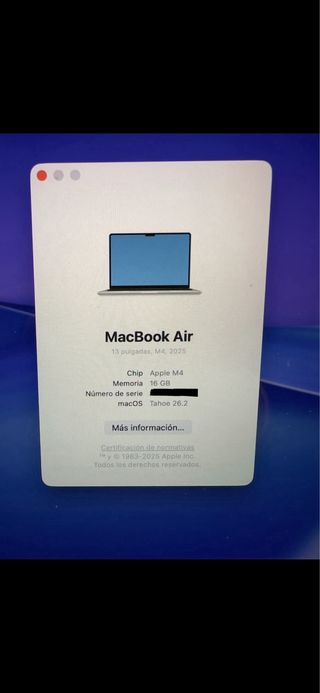 MacBook Air M4 Plata 16GB RAM 256 GB 13 pulgadas