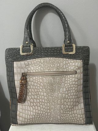 Borsa Guess Beige e Grigia Effetto Coccodrillo