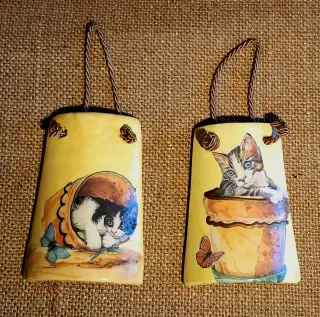 Coppia tegole decorative gatti