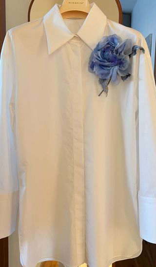 Spilla fiore seta blu