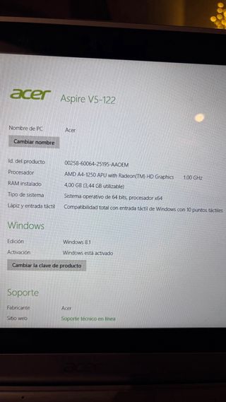 Portátil Acer Aspire V5