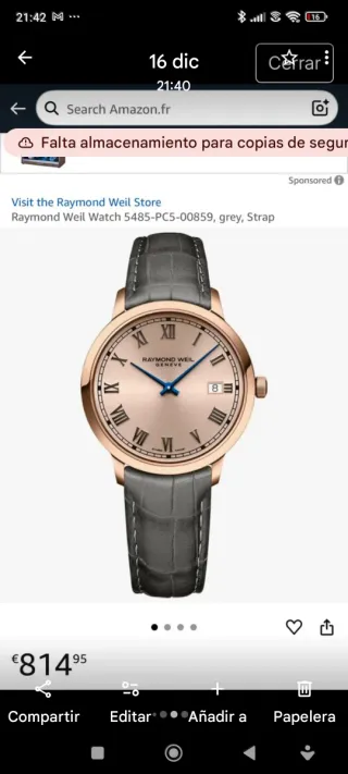 Reloj Raymond Weil Toccata gold