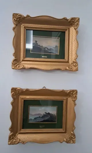 Coppia quadri antichi dipinti a mano