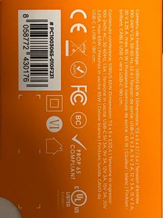 Cargador Einova Sirius 65W USB-C GaN – Nuevo