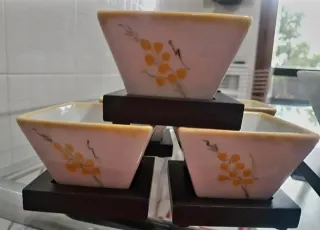 Set 6 ciotole porcellana dipinte a mano