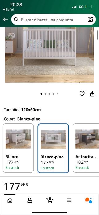 Cuna convertible a cama + colchón