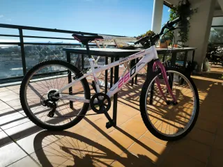 Bicicleta infantil niña blanca y rosa