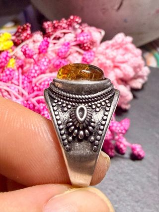 Anillo Plata 925 Ámbar Pétalos