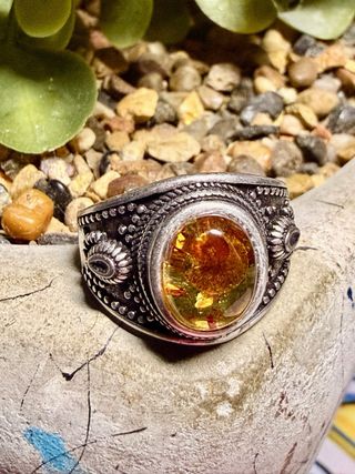 Anillo Plata 925 Ámbar Pétalos