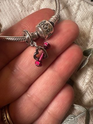 Pandora Charm Corazón Mancuerna Rojo Dorado