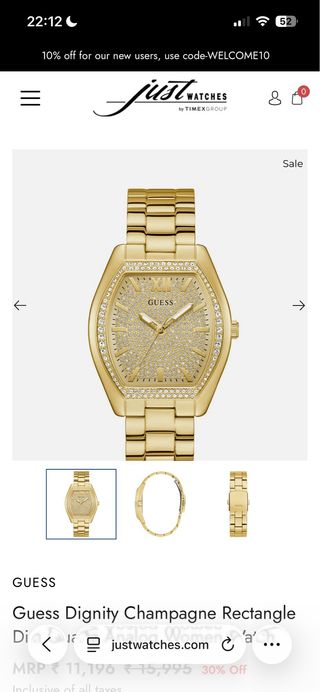 Reloj Guess Dorado con Cristales