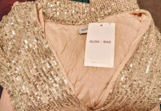 Vestido de fiesta lentejuelas dorado