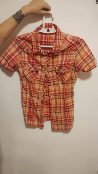 Camisa de cuadros naranja