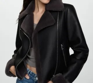 Chaqueta Mango Negra y Gris Forrada