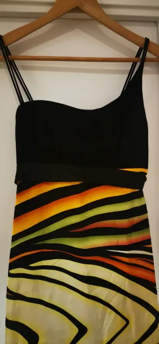 Vestido fiesta satén multicolor elegante