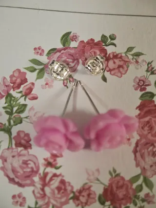 Pendientes flor rosa
