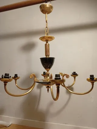 Lampada da soffitto vintage dorata e nera