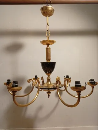 Lampada da soffitto vintage dorata e nera