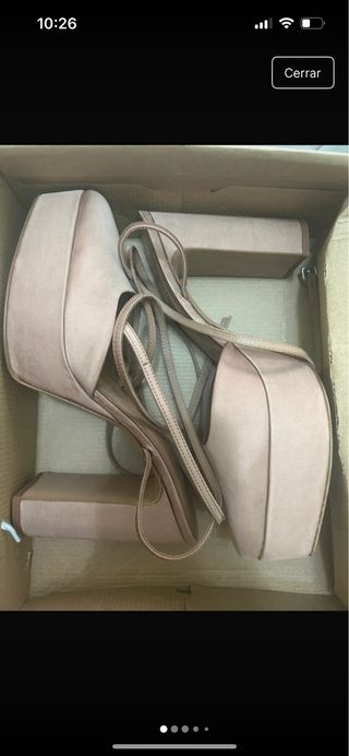 Sandalias plataforma tacón beige