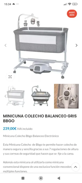 Minicuna Colecho Eléctrica BBGO Gris