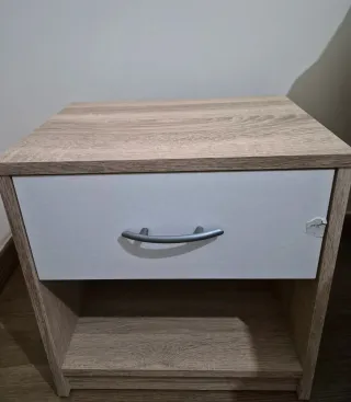2 Mesa de noche moderna madera y blanco