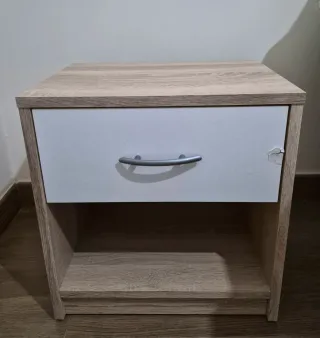 2 Mesa de noche moderna madera y blanco
