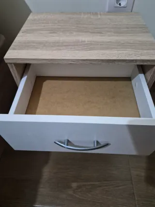 2 Mesa de noche moderna madera y blanco
