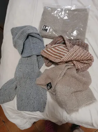 Bufandas de angorina beige y marrón