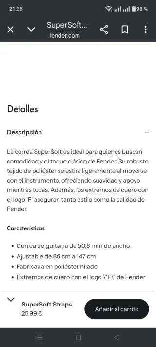 Correa de guitarra Fender