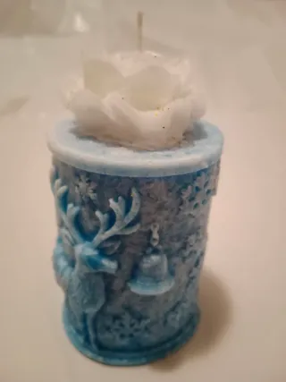 Candela decorativa con cervo e rosa con glitteroro