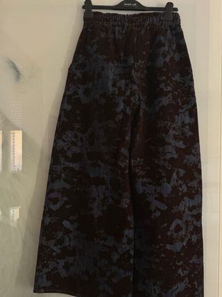 Pantaloni palazzo denim blu e cioccolato